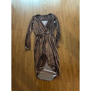 Fore Elegant velvet twist knot dress Midi Large Brown